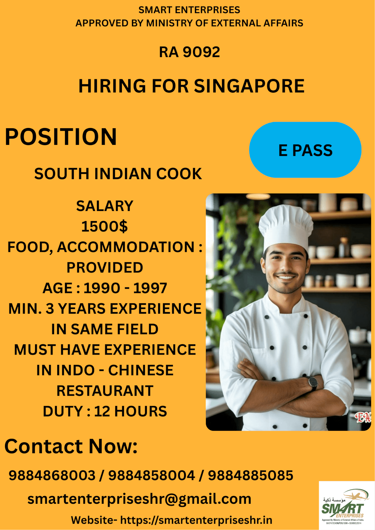URGENT REQUIREMENT FOR SINGAPORE
