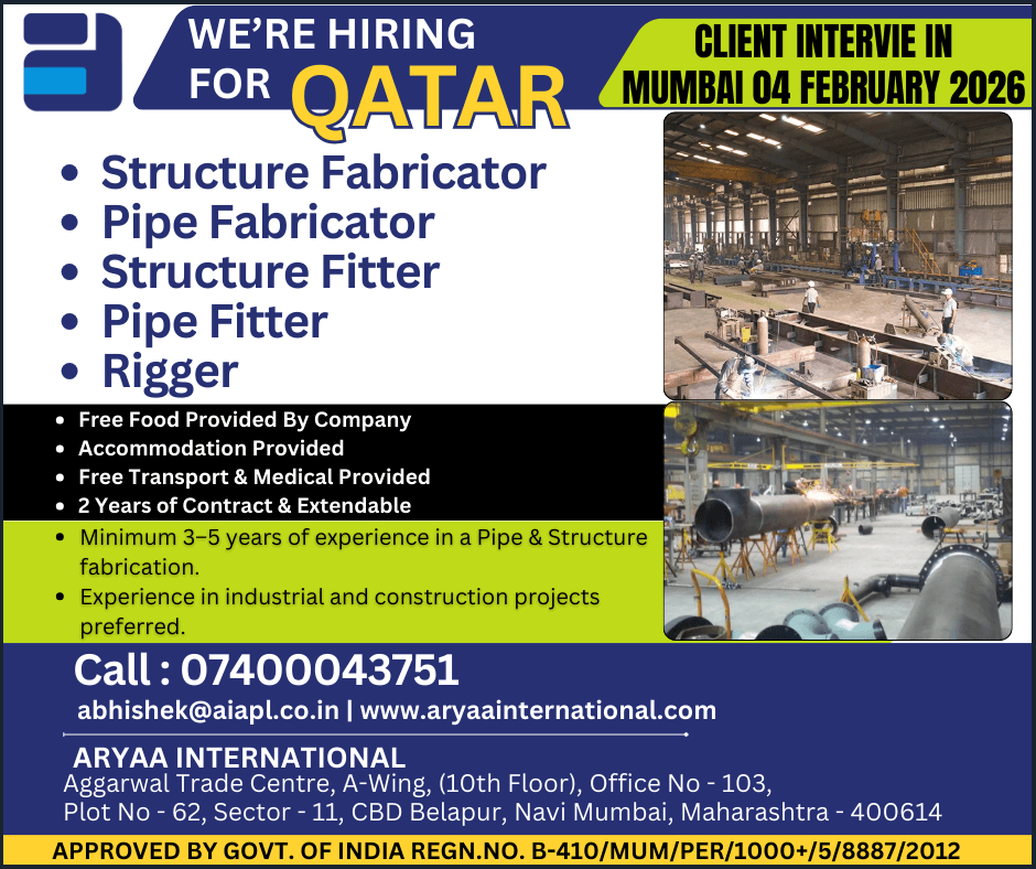 We’re Hiring for Qatar | Client Interview in Mumbai – 04 February 2026 ?? We’re Hiring for Qatar | Client Interview in Mumbai – 04 February 2026 ??