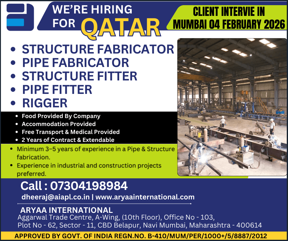 We’re Hiring for Qatar | Client Interview in Mumbai – 04 February 2026 ?? We’re Hiring for Qatar | Client Interview in Mumbai – 04 February 2026 ??