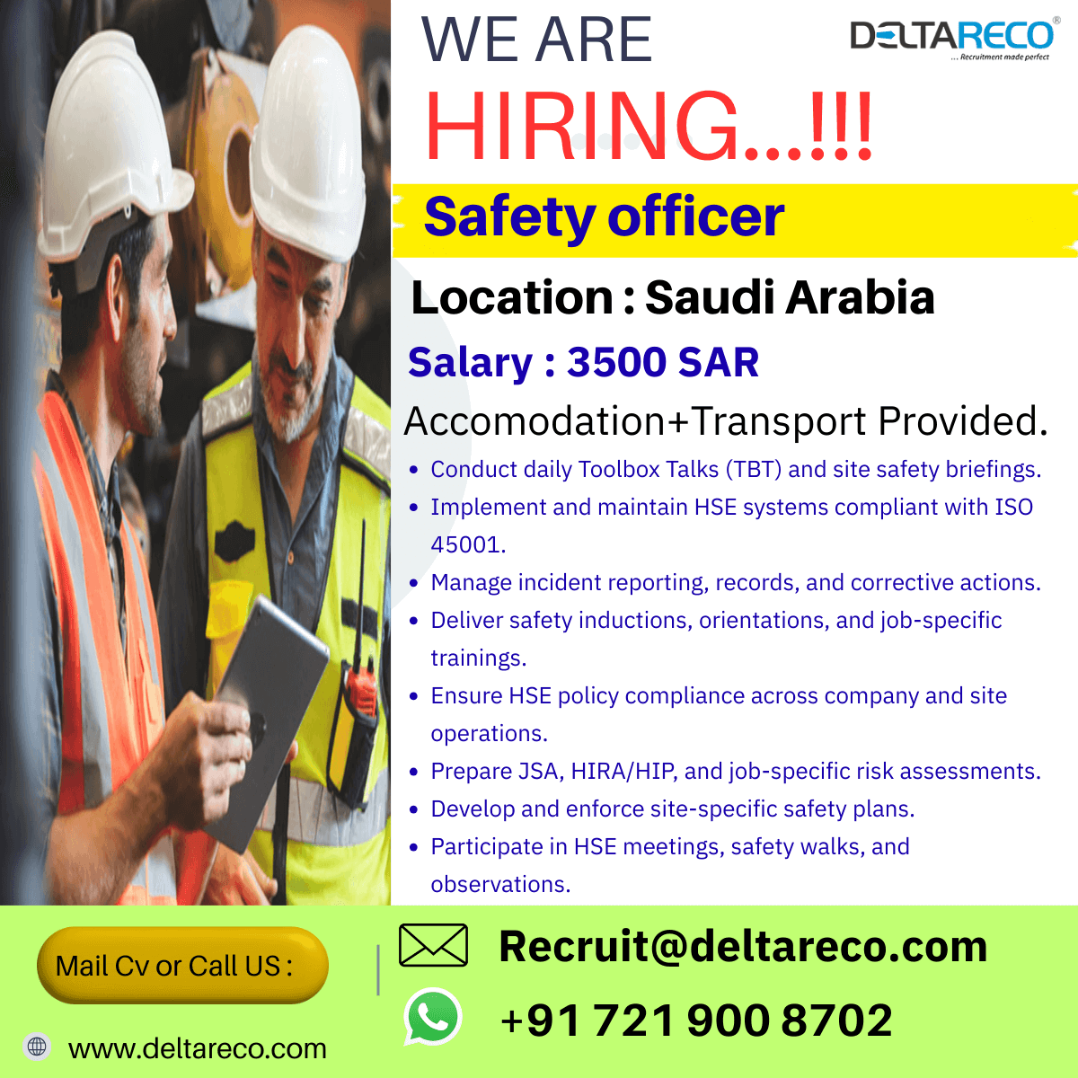 Hiring Safety Officer For Saudi Arabia Hiring Safety Officer For Saudi Arabia