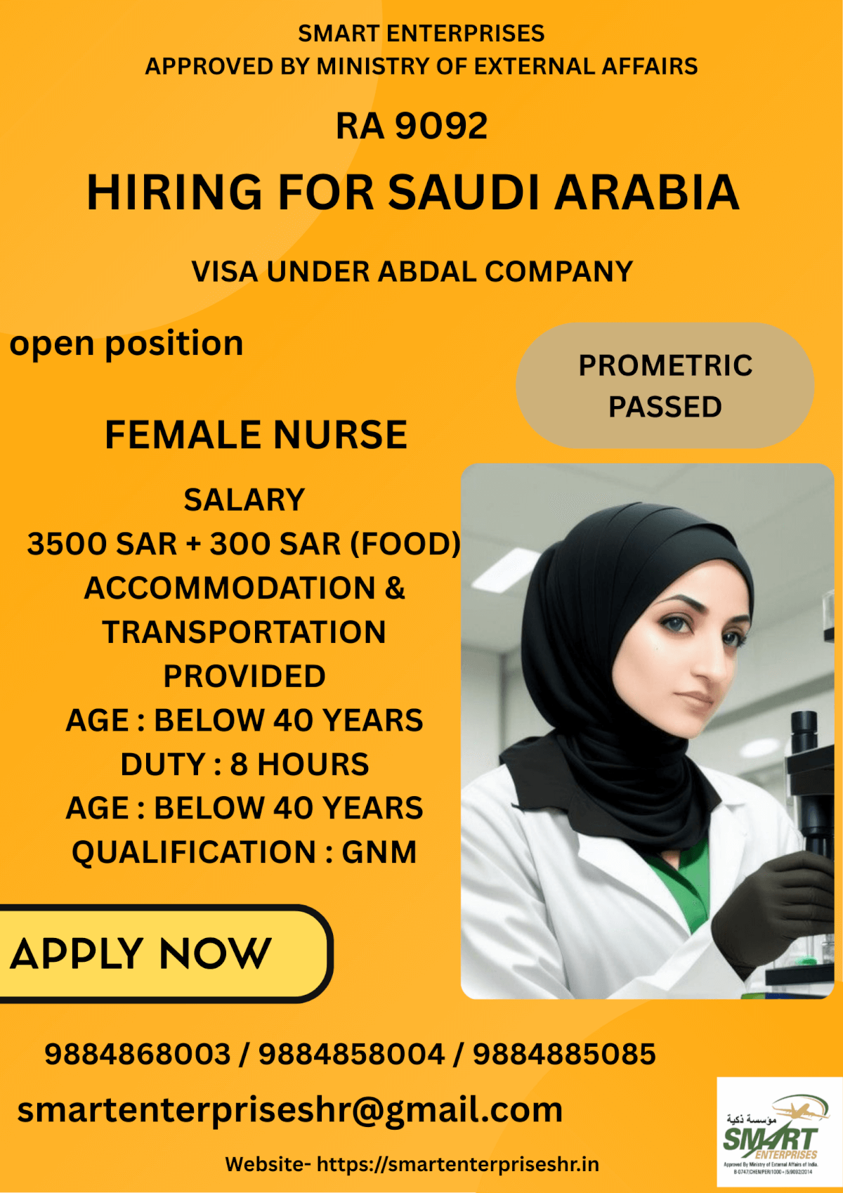 URGENT REQUIREMENT FOR SAUDI ARABIA
