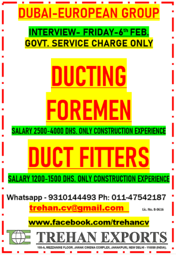 DUCTING FOREMEN DUCT FITTERS