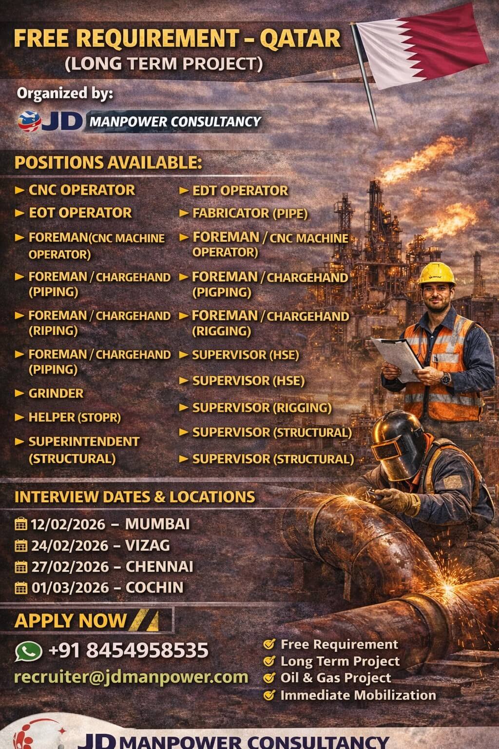 Free requirement for QATAR long term project