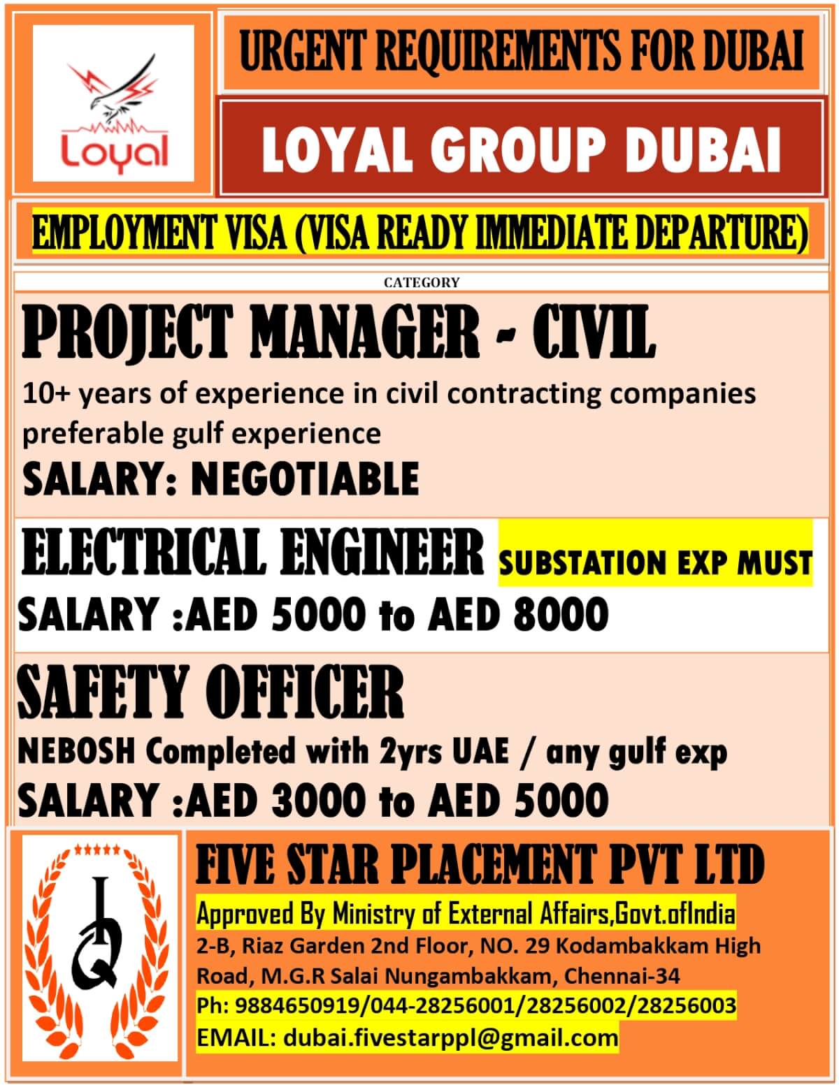 URGENT REQUIREMENTS FOR DUBAI URGENT REQUIREMENTS FOR DUBAI