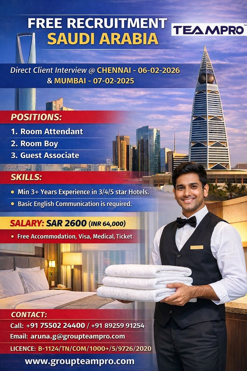 ? Hiring for Saudi Arabia | Hospitality Roles (Free Recruitment) ? Hiring for Saudi Arabia | Hospitality Roles (Free Recruitment)