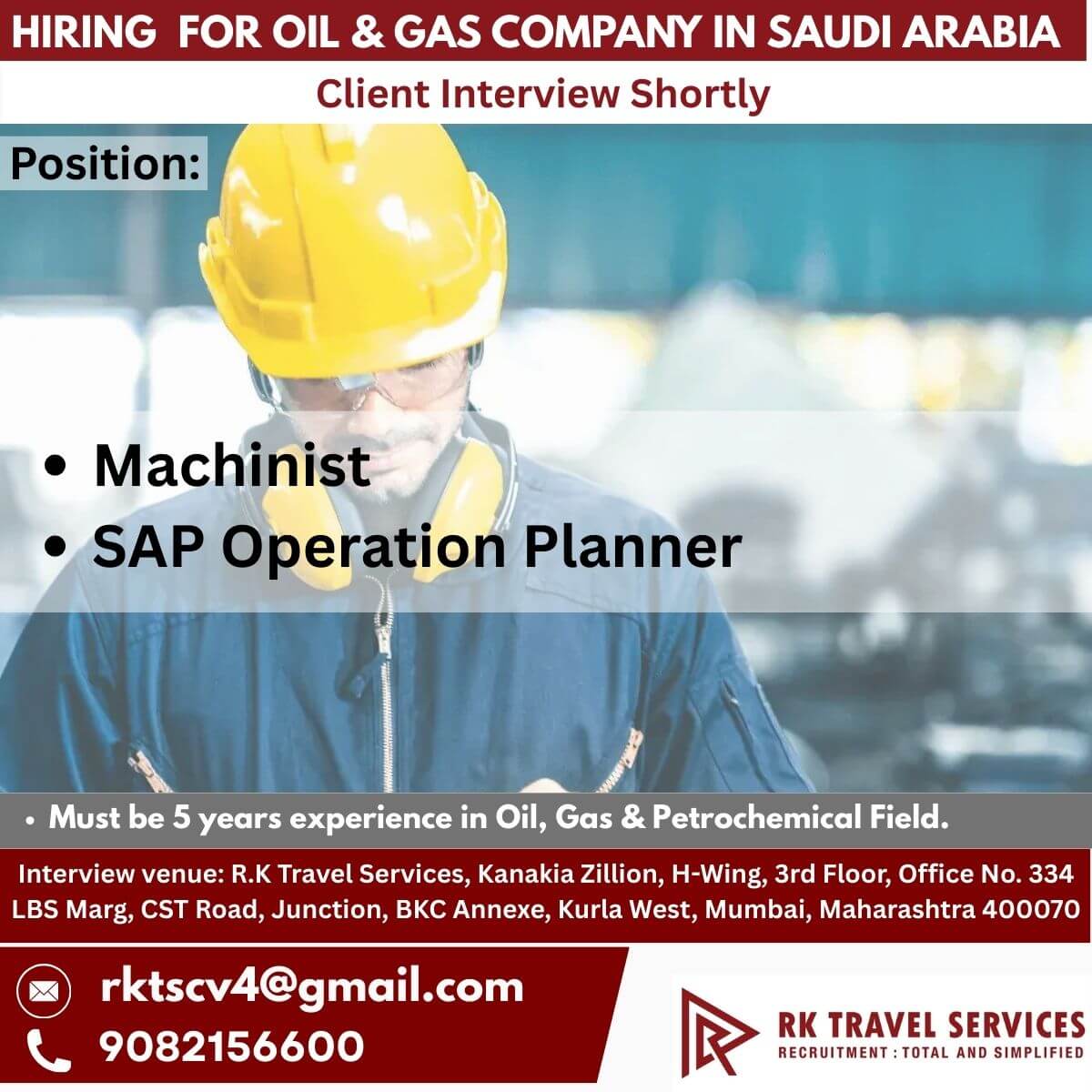 Hiring  For oil & gas Company in Saudi Arabia
