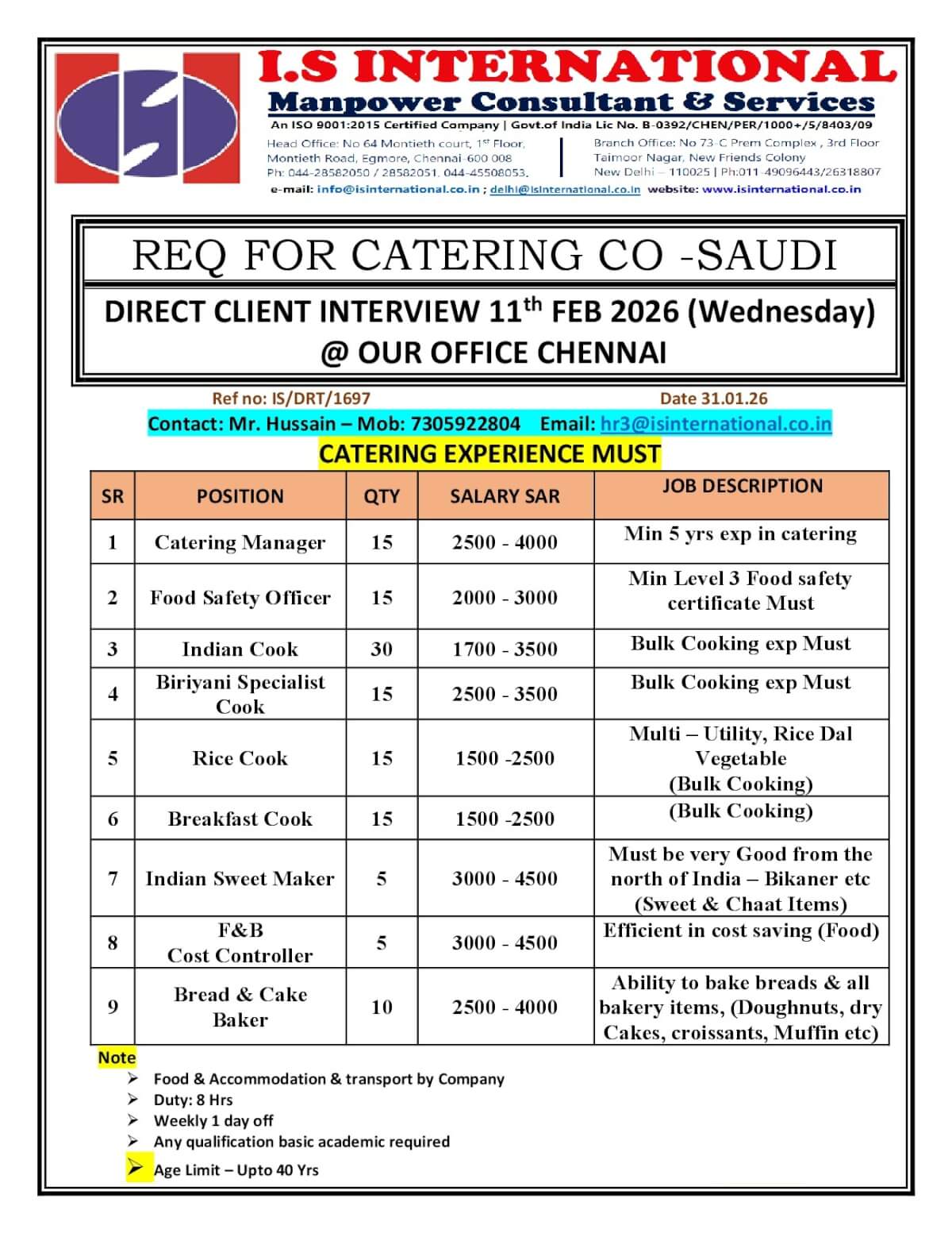 Hiring for Saudi Arabia