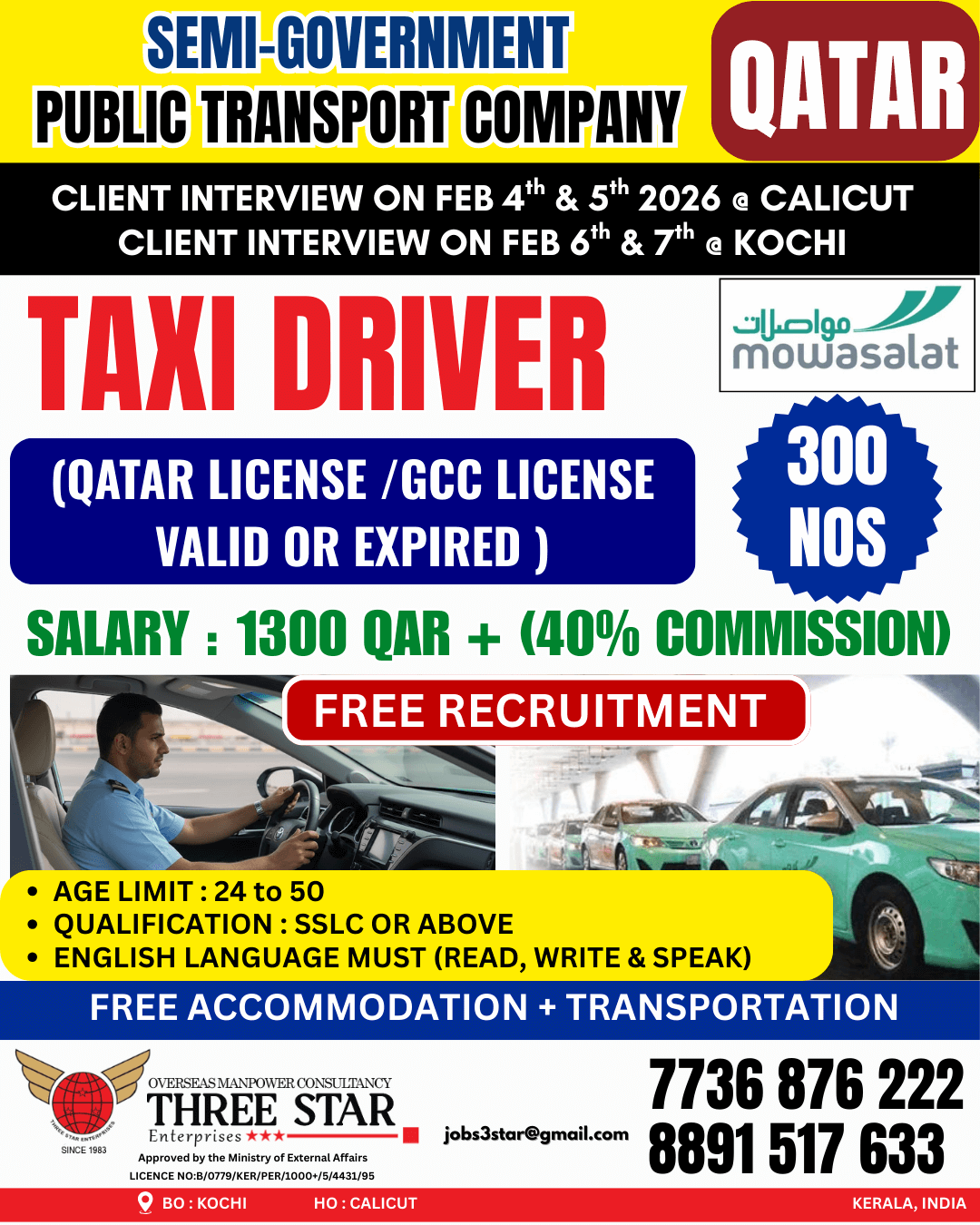 SEMI-GOVERNMENT PUBLIC TRANSPORT COMPANY - QATAR HIRING TAXI DRIVER SEMI-GOVERNMENT PUBLIC TRANSPORT COMPANY - QATAR HIRING TAXI DRIVER