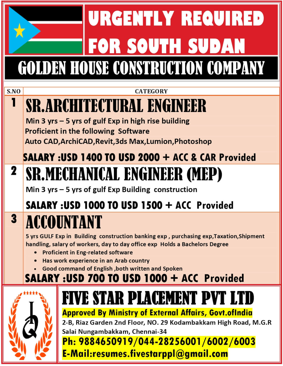 URGENTLY REQUIRED FOR SOUTH SUDAN