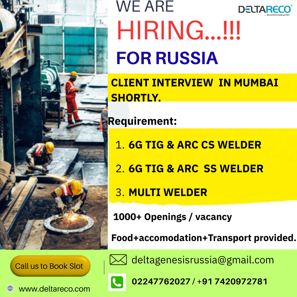 Hiring Welders for Russia Bulk Want