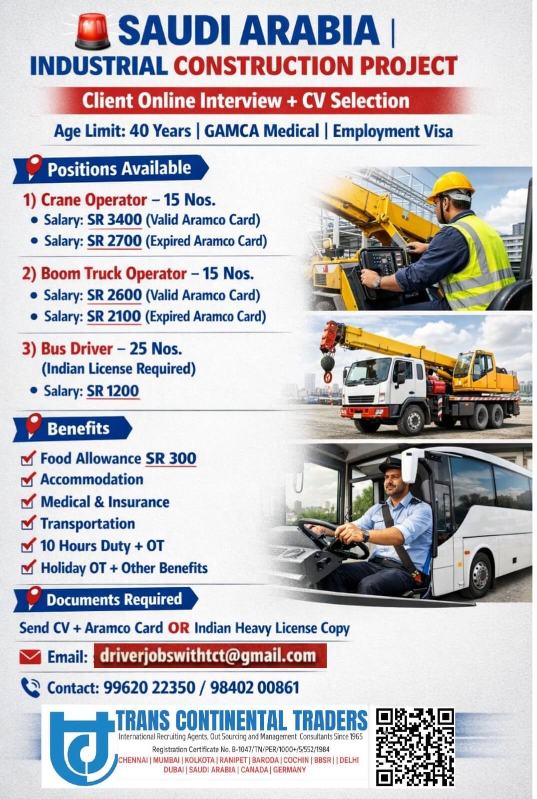 HIRING FOR OIL & GAS CONSTRUCTION PROJECT-SAUDI ARABIA