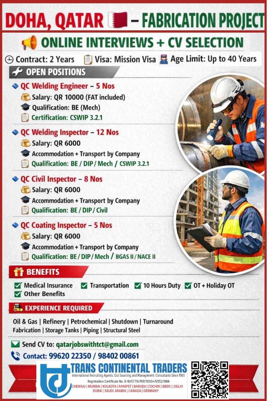 HIRING FOR FABRICATION PROJECT-QATAR HIRING FOR FABRICATION PROJECT-QATAR