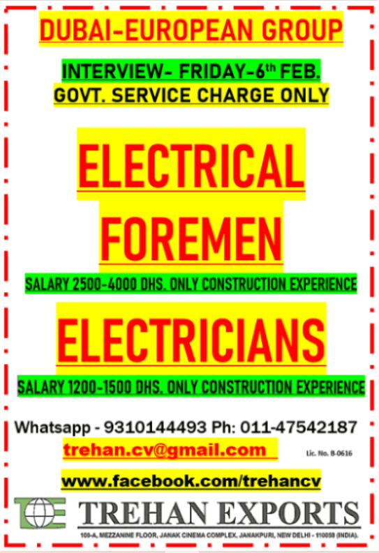 ELECTRICIANS ELECTRICAL FOREMEN