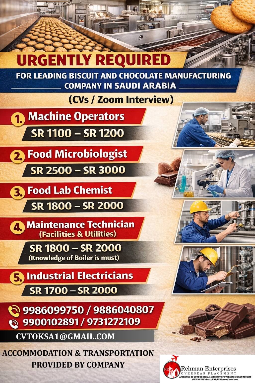 REQUIRED FOR AL BABTAIN BISCUITS MANUFACTURING COMPANY IN SAUDI ARABIA