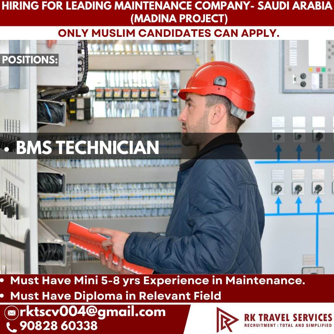 HIRING FOR LEADING Maintenance Company- Saudi Arabia (MADINA PROJECT)