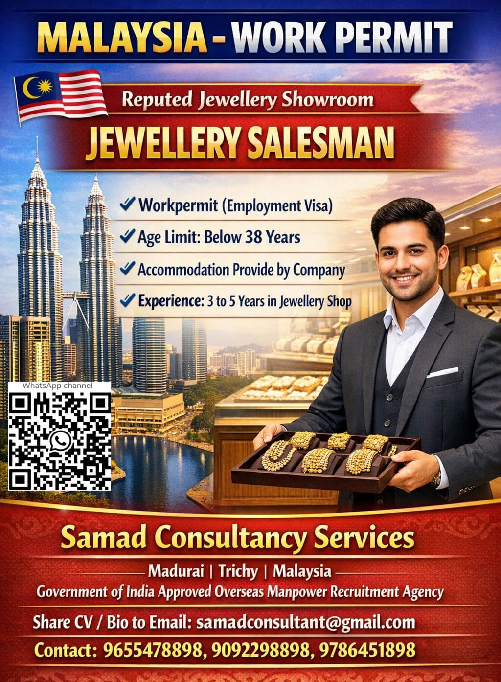 MALAYSIA - WORK PERMIT,  MALAYSIA LEADING JEWELLERY SHOWROOM