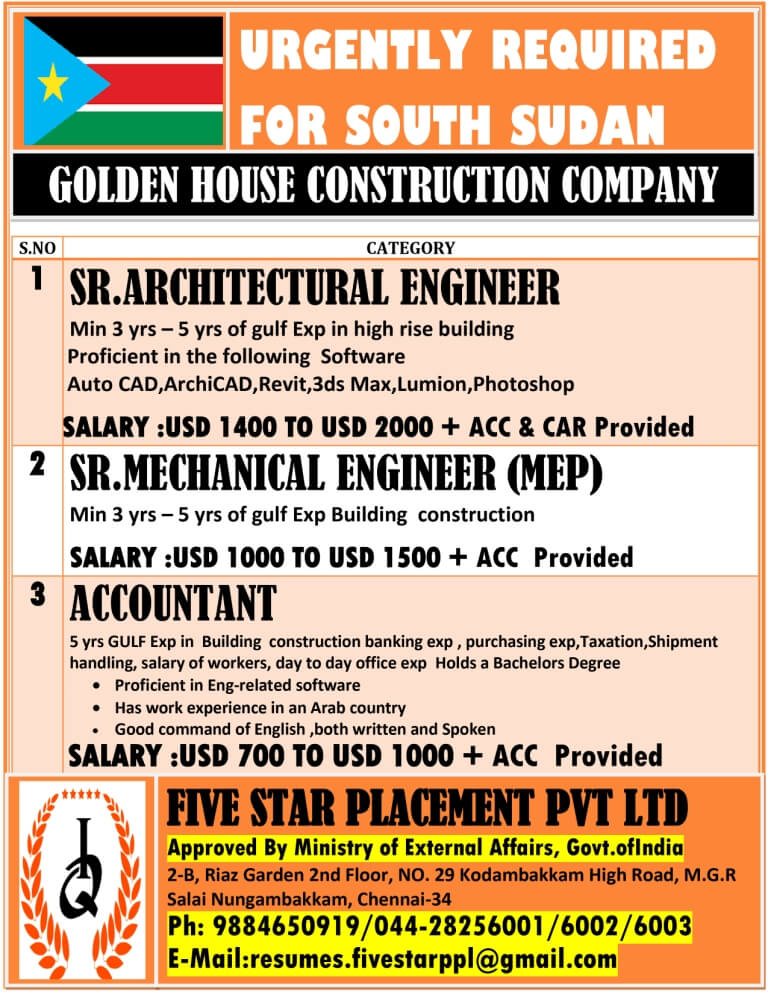 URGENTLY REQUIRED FOR SOUTH SUDAN URGENTLY REQUIRED FOR SOUTH SUDAN