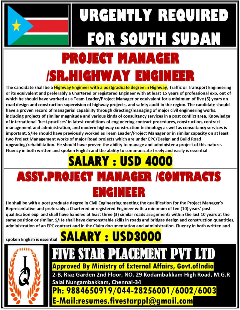 URGENTLY REQUIRED FOR SOUTH SUDAN