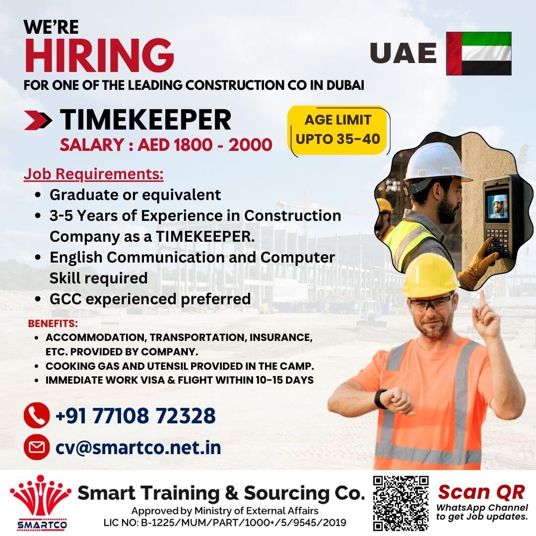 WE'RE HIRING FOR ONE OF THE LEADING CONSTRUCTION CO IN DUBAI