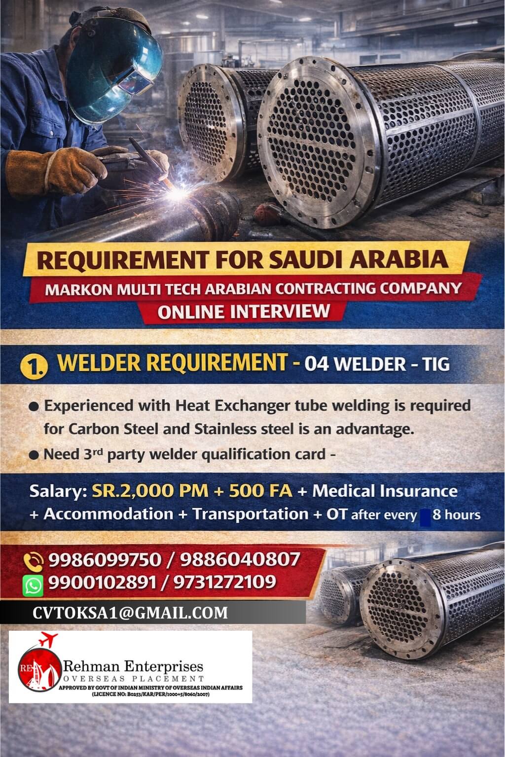 URGENT REQUIREMENT FOR SAUDI ARABIA