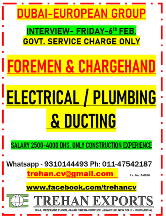 FOREMEN & CHARGEHNAD FOREMEN & CHARGEHNAD