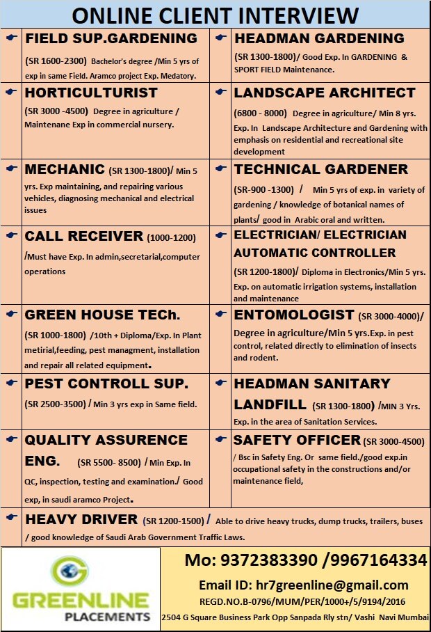 URGENTLY REQUIRED FOR REPUTED CO. KSA