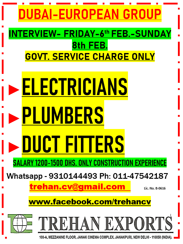 ELECTRICIANS PLUMBERS DUCT FITTERS