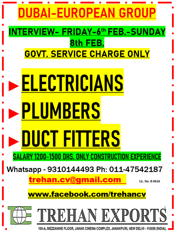 ELECTRICIANS PLUMBERS DUCT FITTERS