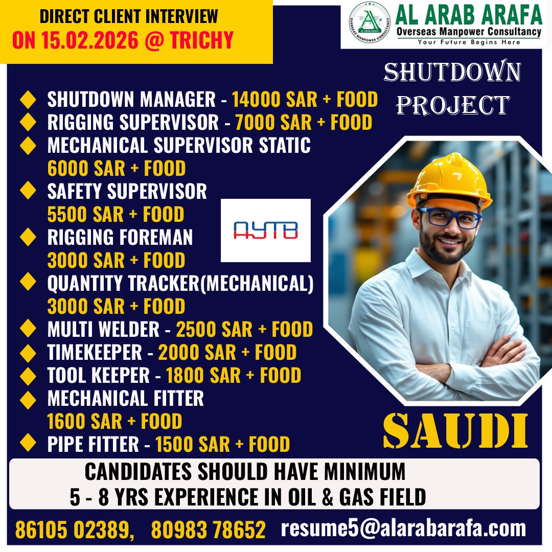 DIRECT CLIENT INTERVIEW ON 15.02.2026 @ TRICHY