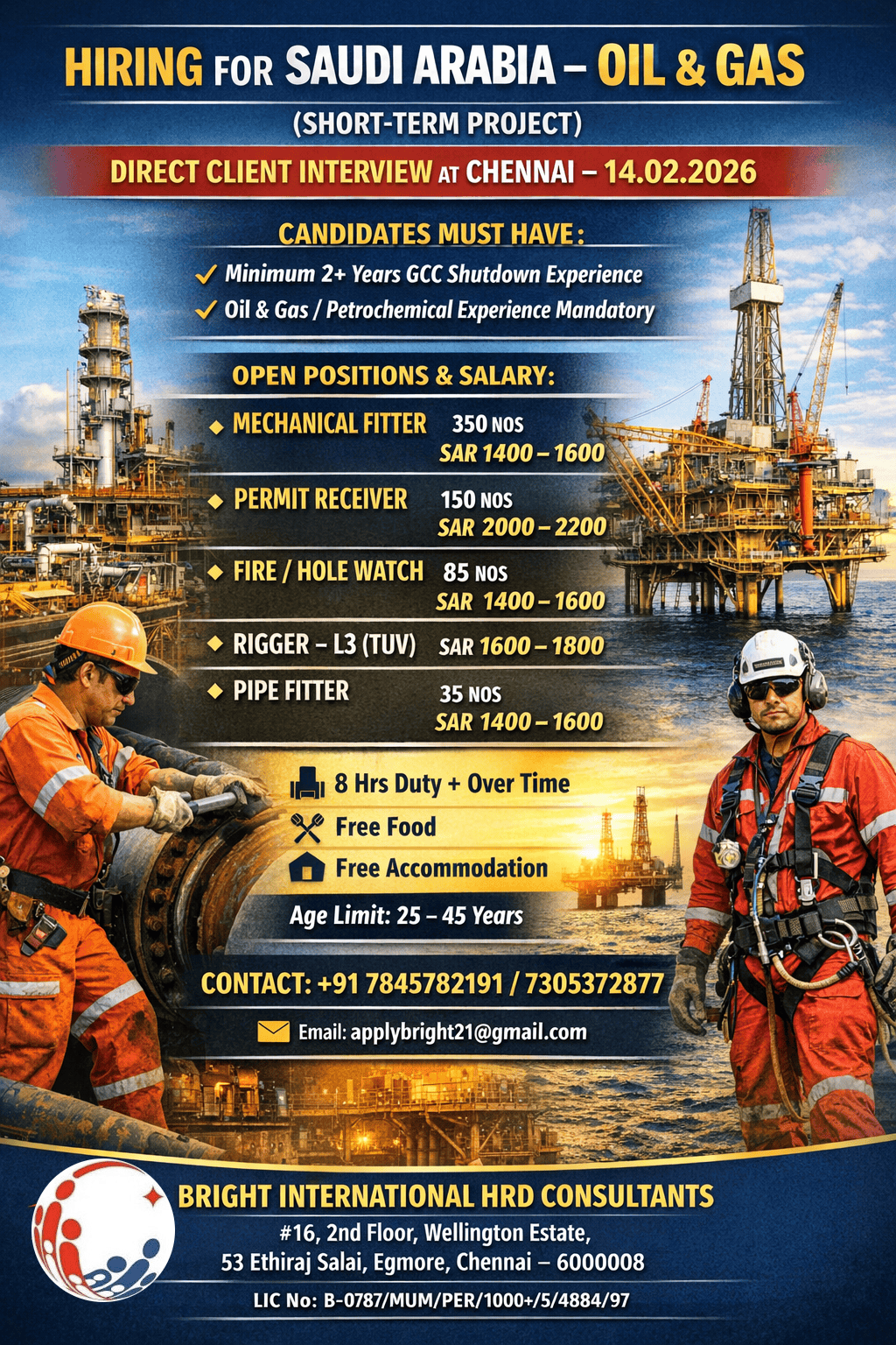 FREE REQUIREMENT - OIL & GAS SHORT TERM
