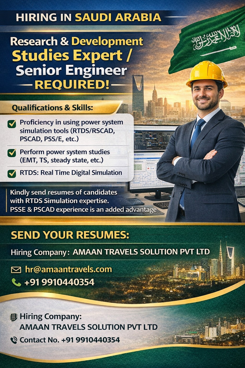 Hiring for Research & Development Studies expert / Senior Engineer  in Kingdom of Saudi Arabia