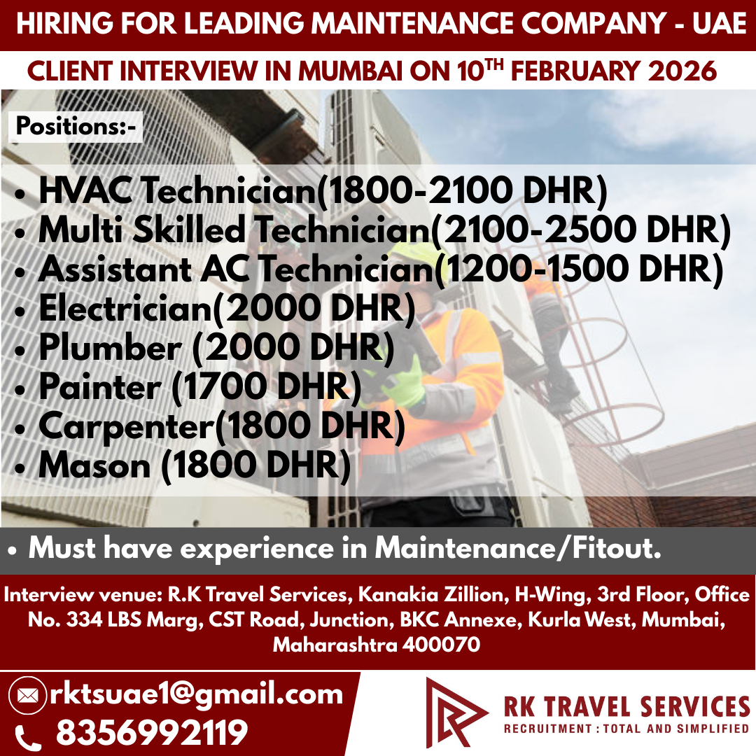 HIRING FOR LEADING MAINTENANCE COMPANY - UAE