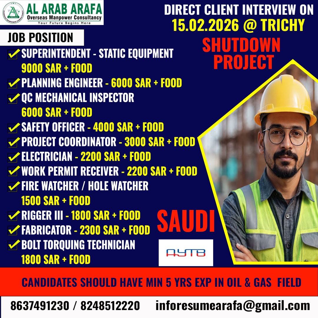 DIRECT CLIENT INTEREVIEW ON 15.02.2026 @ TRICHY