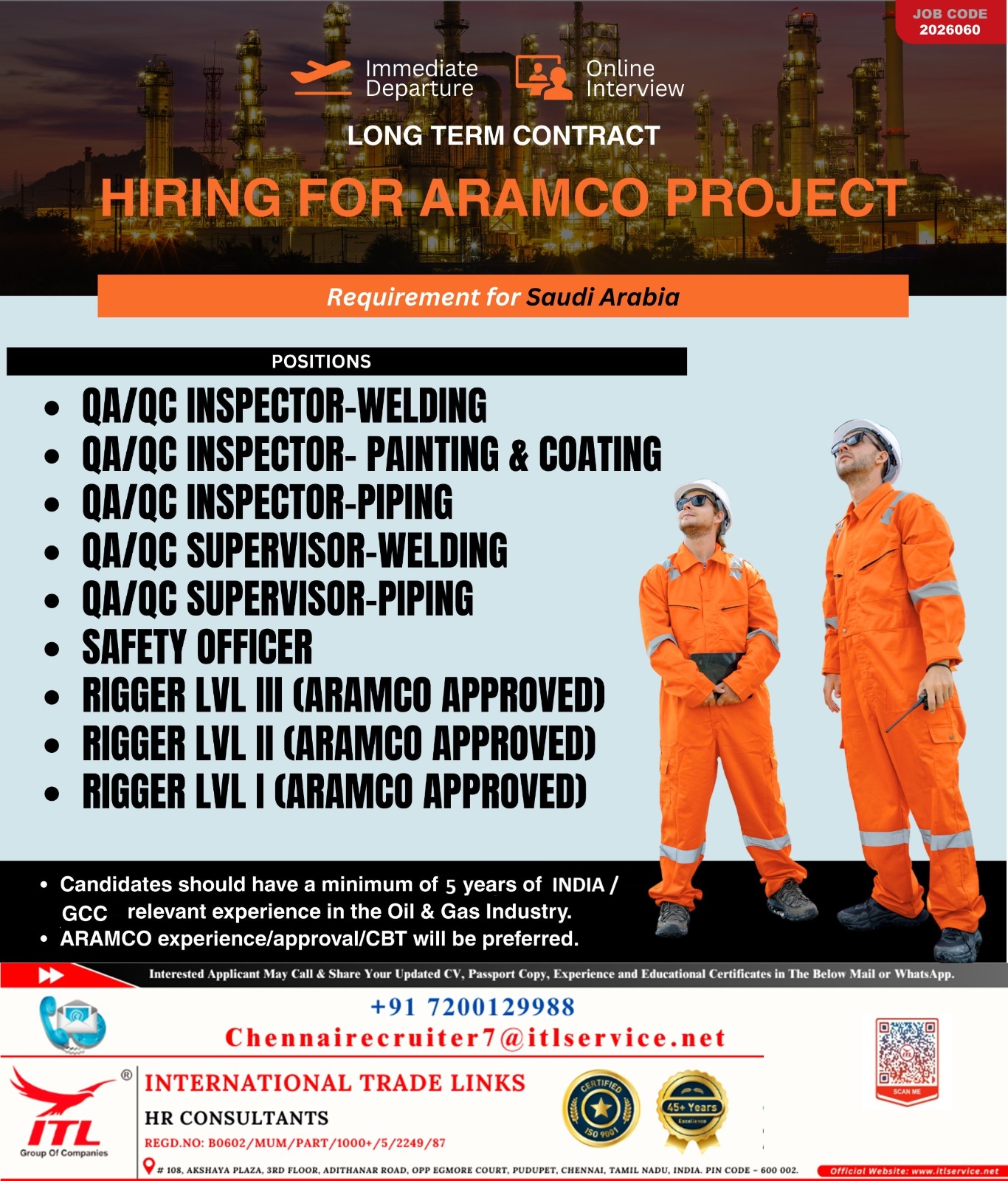 Urgently wanted QC Inspector SAUDI