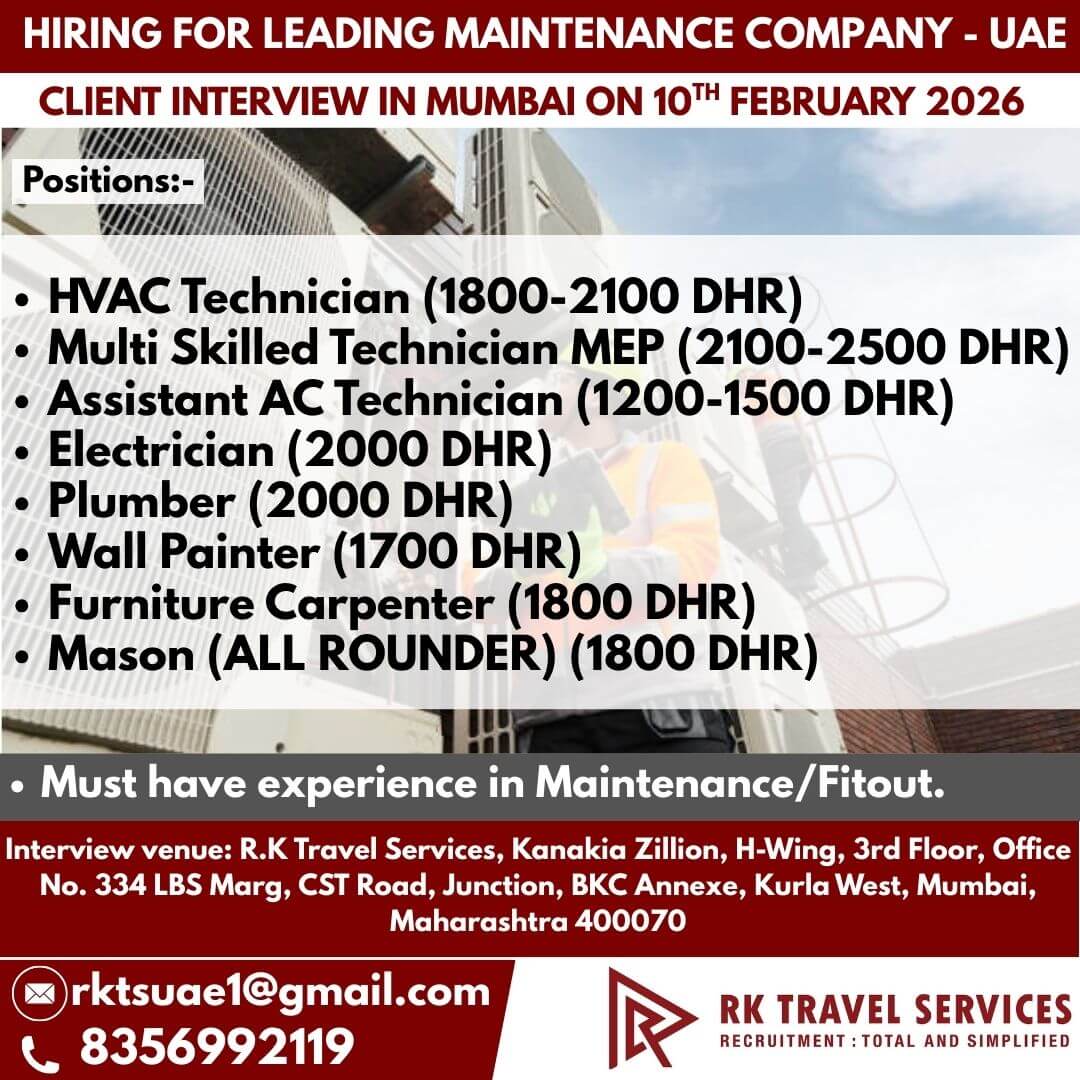 HIRING FOR LEADING MAINTENANCE COMPANY - UAE