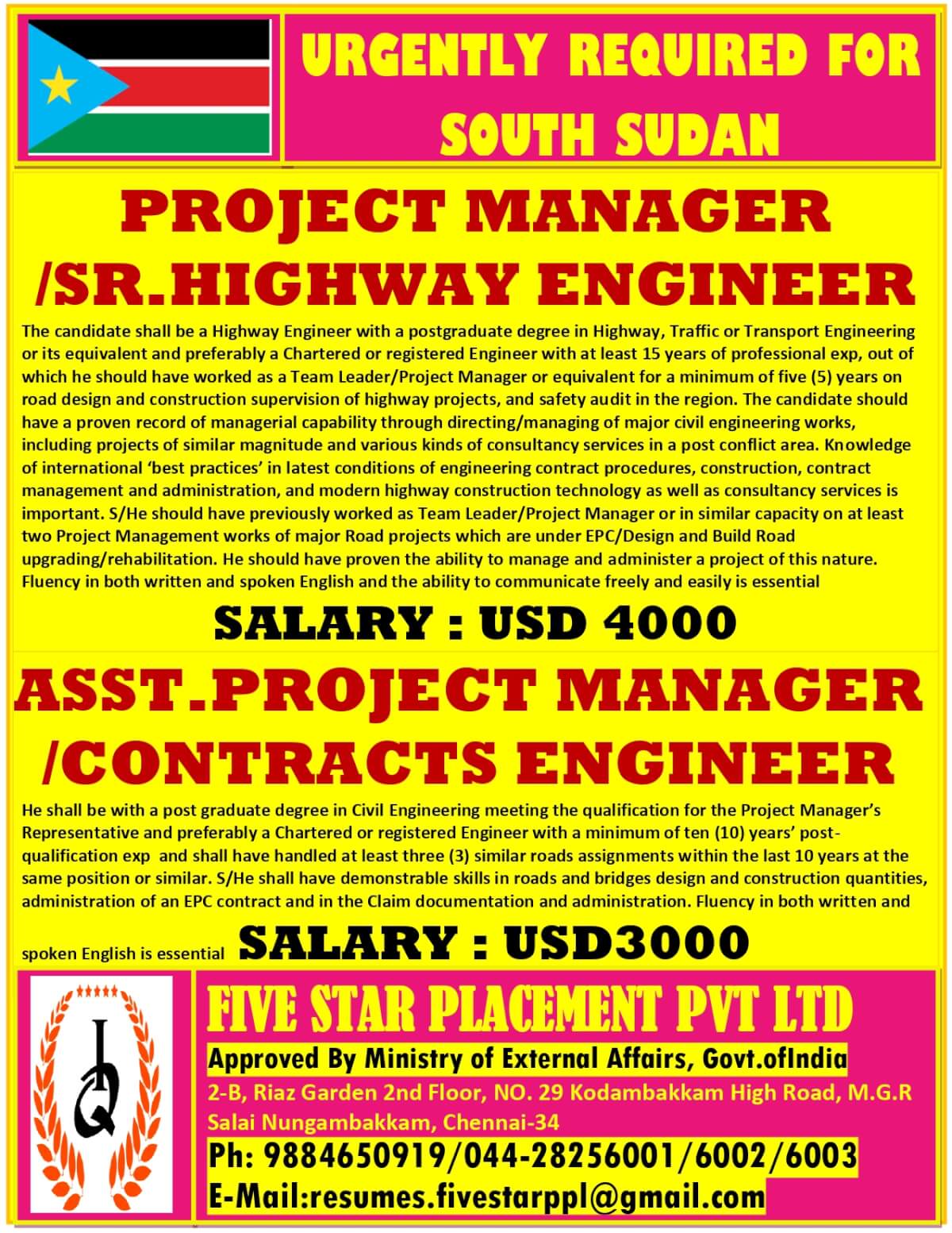 URGENTLY REQUIRED FOR SOUTH SUDAN