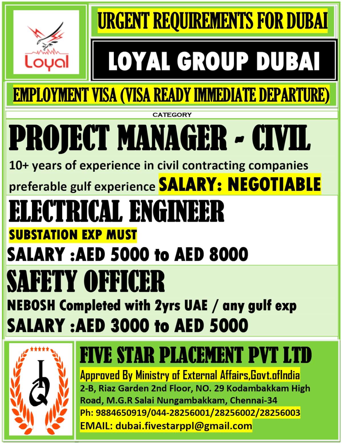 URGENTLY REQUIRED FOR A DUBAI