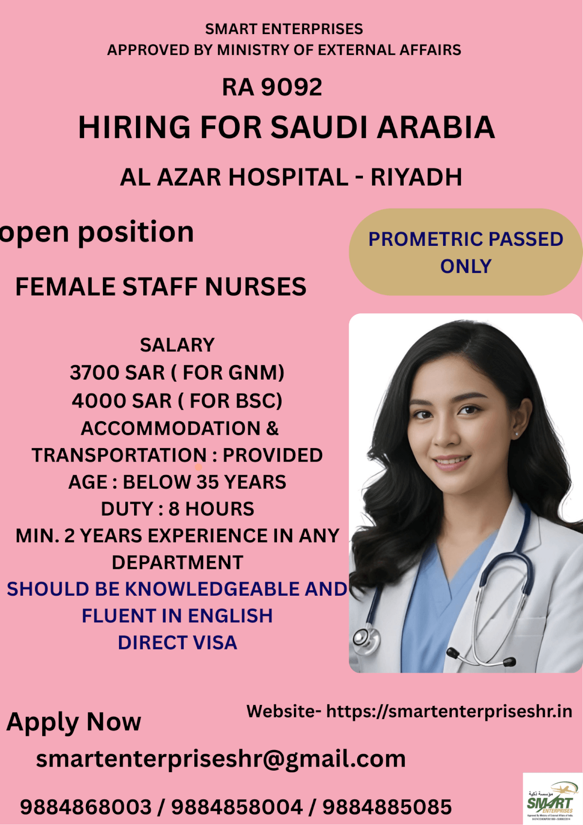 URGENT REQUIREMENT FOR SAUDI ARABIA