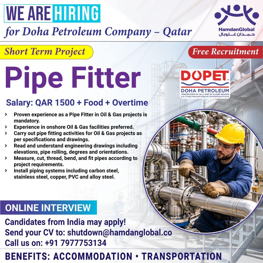 Urgent Requirement for Pipe Fitter