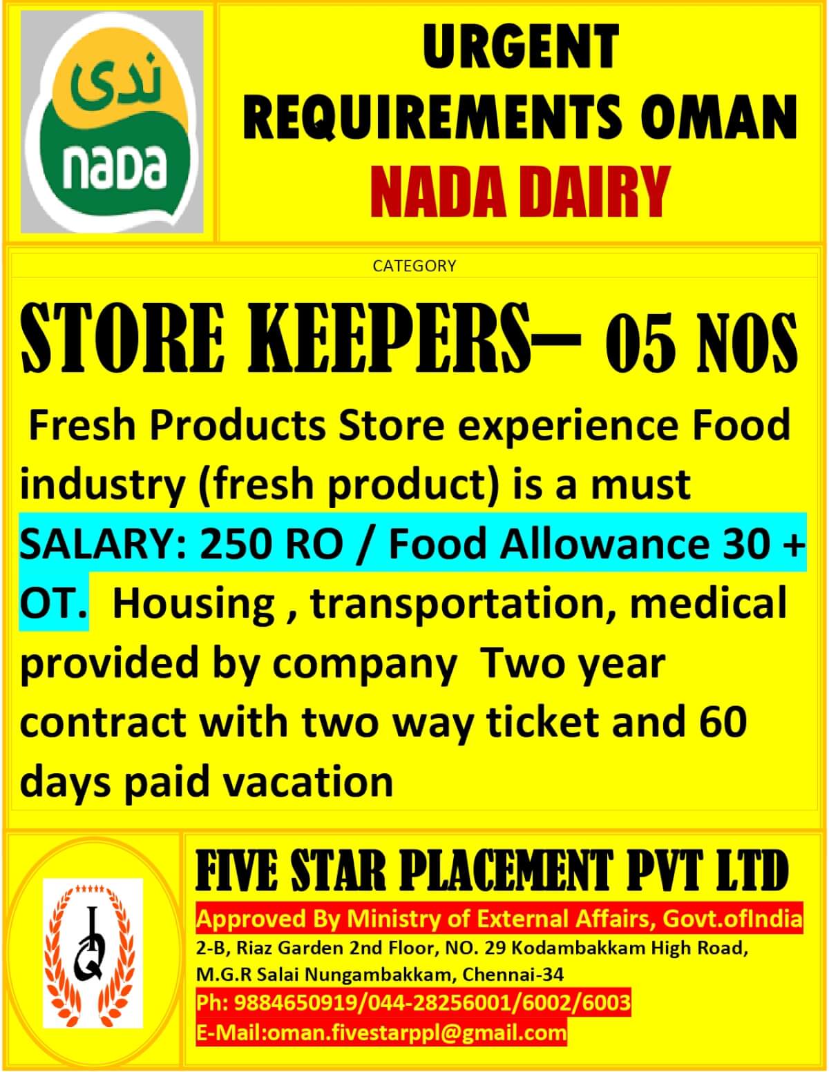 URGENTLY REQUIRED FOR OMAN