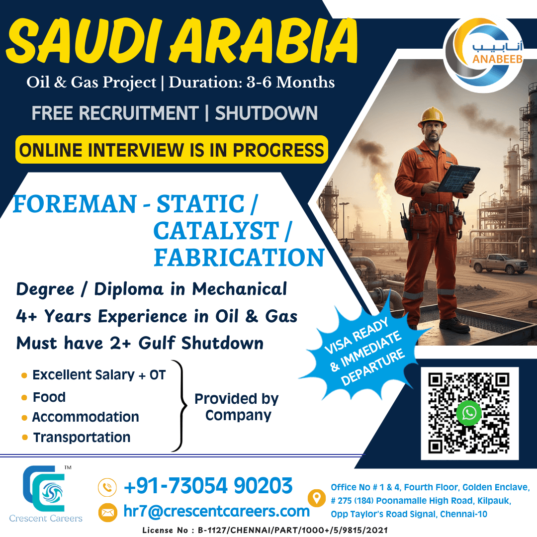 FOREMAN - STATIC / CATALYST / FABRICATION