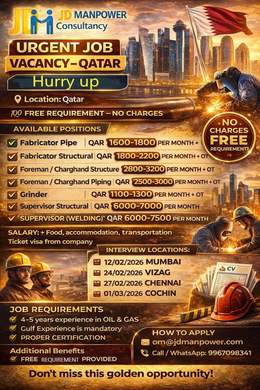 URGENT JOB VACANCY – QATAR