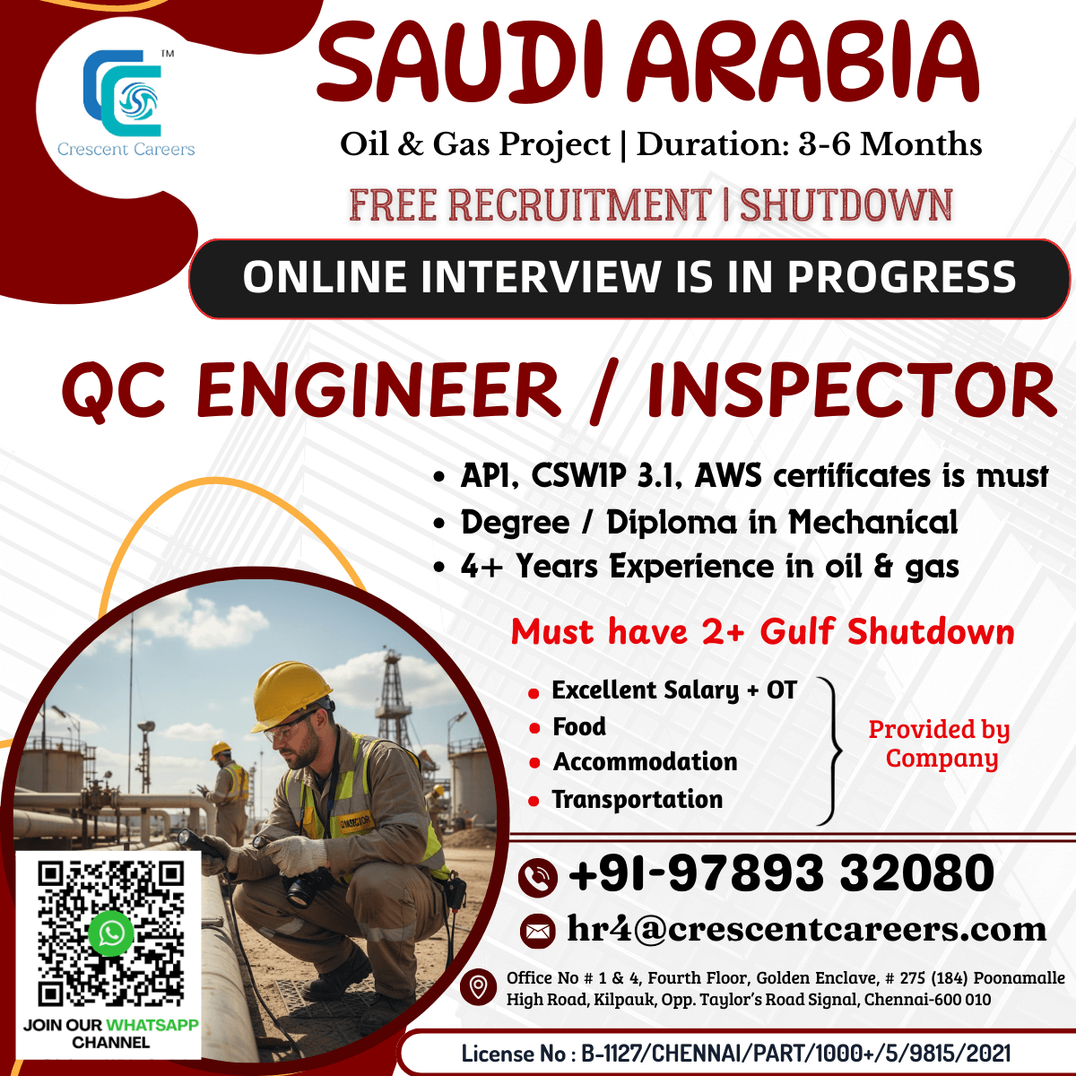 FREE RECRUITMENT - QC ENGINEER / INSPECTOR