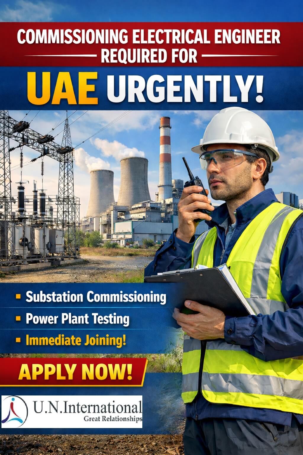 COMMISSIONING ELECTRICAL ENGINEER REQUIRED FOR UAE – URGENTLY