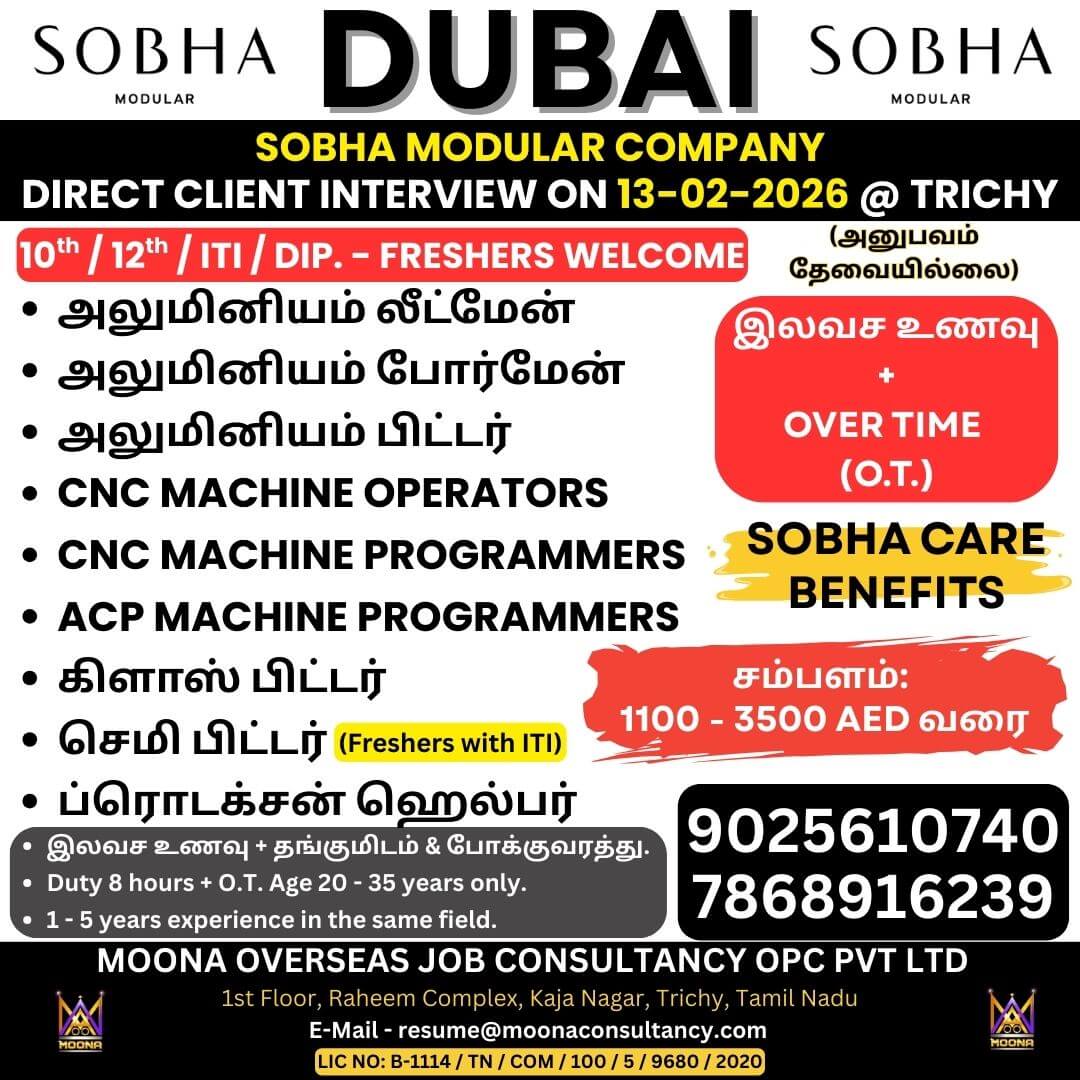 SOBHA MODULAR VACANCY / FITTER VACANCY