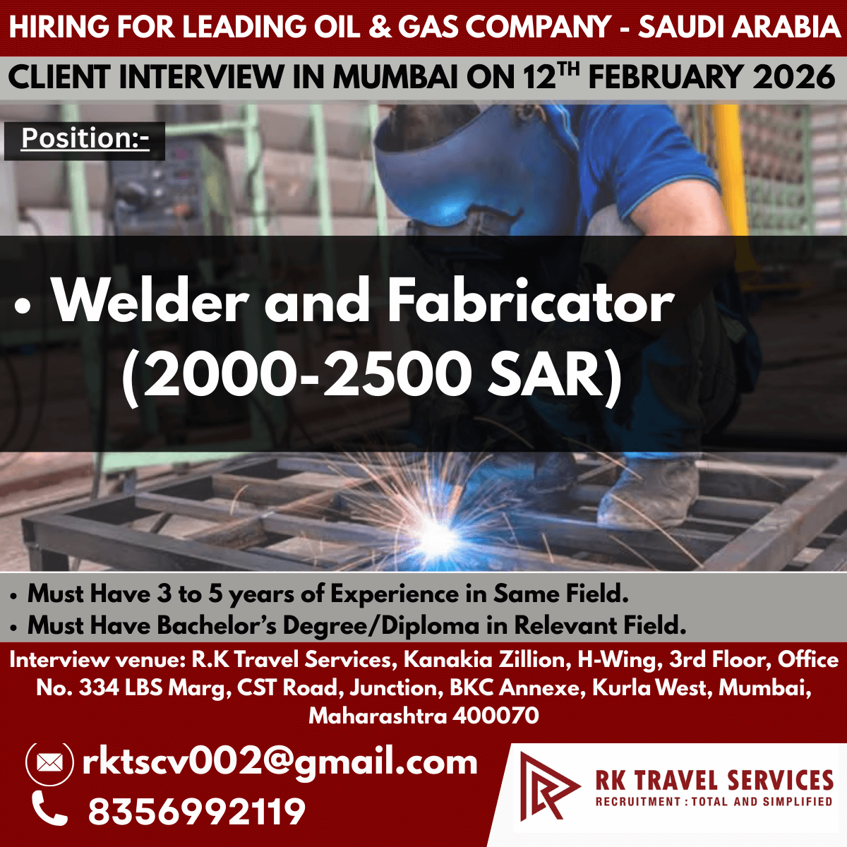HIRING FOR LEADING OIL & GAS COMPANY - SAUDI ARABIA