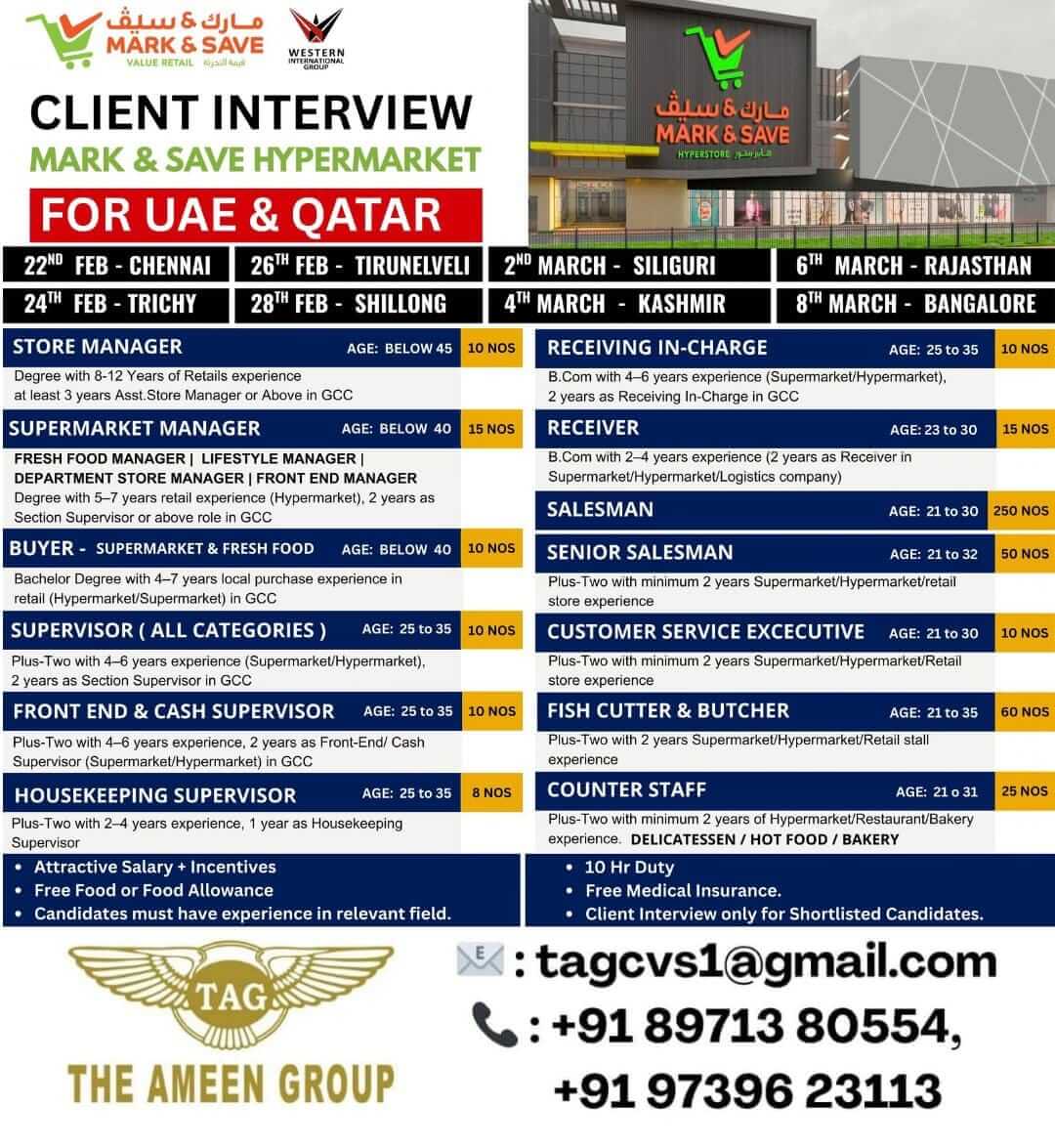 Urgently Required – Hypermarket Professionals – UAE & Qatar