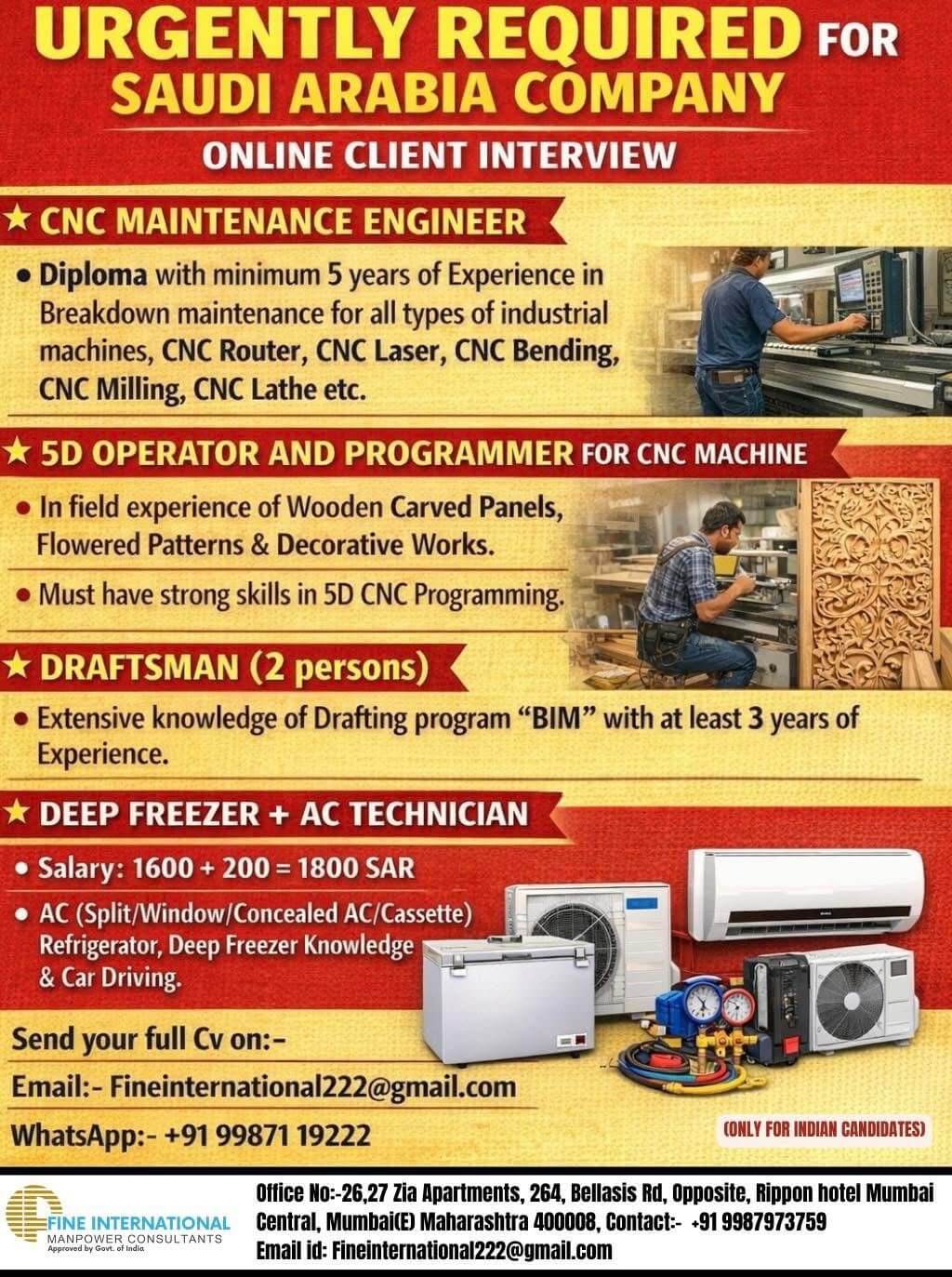 URGENTLY REQUIRED FOR SAUDI ARABIA COMPANY   ONLINE CLIENT INTERVIEW