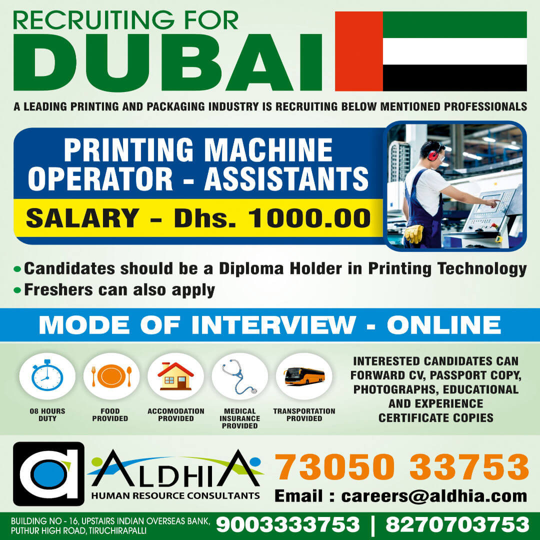 Recruitment for Dubai - Immediate Flight