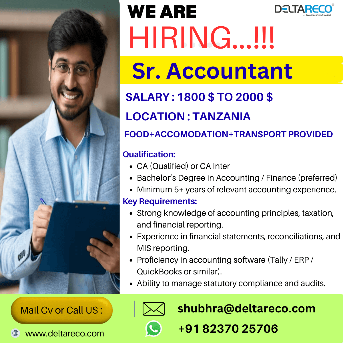 Hiring Senior Accountant Ca Intern or Ca for Tanzania